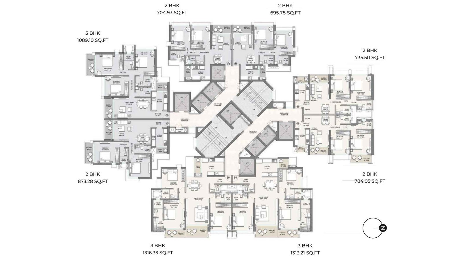 The-Address-by-GS-Raymond-Wadala-Typical-Floor-plan-tower-2-23-to26-th-floor